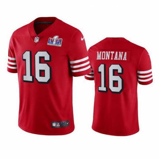 Stunning NFL San Francisco 49ers 16 Joe Montana Red Throwback Vapor Untouchable Limited Stitched 2024 Super Bowl LVIII Jersey