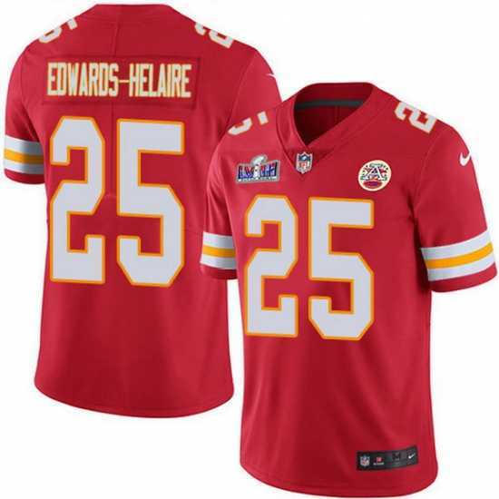 Stunning Nike Chiefs 25 Clyde Edwards Helaire Red Team Color Bound Stitched NFL Vapor Untouchable Limited 2024 Super Bowl LVIII Jersey