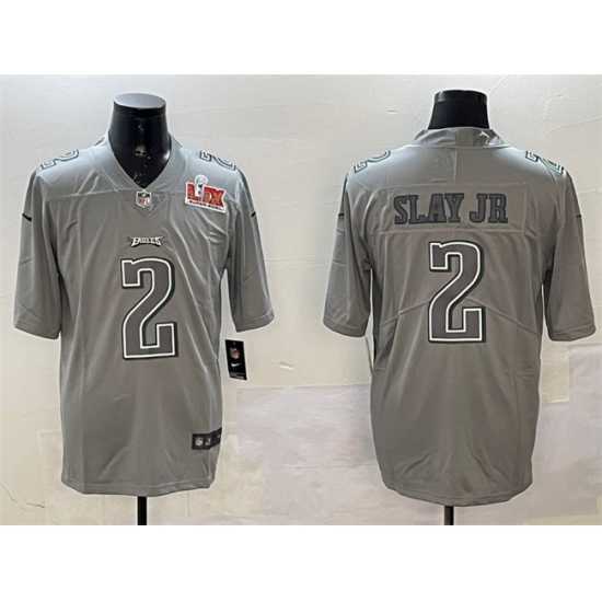 Stunning Philadelphia Eagles 2 Darius Slay Jr Grey 2025 Super Bowl LIX Patch Atmosphere Fashion Vapor Untouchable Limited Stitched Football Jersey