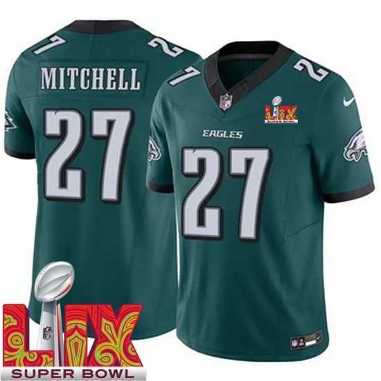 Stunning Philadelphia Eagles Quinyon Mitchell #27 Green 2024 2025 Super Bowl LIX F.U.S.E Stitched NFL Jersey