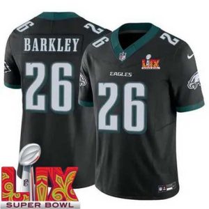 Stunning Philadelphia Eagles Saquon Barkley #26 Black 2024 2025 Super Bowl LIX F.U.S.E Stitched NFL Jersey