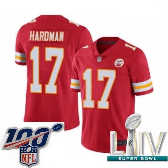 Superior 2020 Super Bowl LIV Kansas City Chiefs #17 Mecole Hardman Red Team Color Vapor Untouchable Limited Player Football Jersey
