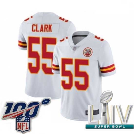 Superior 2020 Super Bowl LIV Kansas City Chiefs #55 Frank Clark White Vapor Untouchable Limited Player Football Jersey