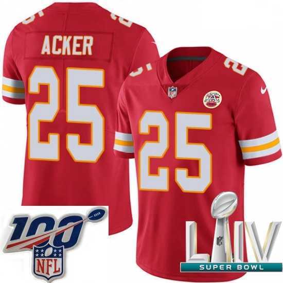 Superior 2020 Super Bowl LIV Nike Kansas City Chiefs #25 Kenneth Acker Red Team Color Vapor Untouchable Limited Player NFL Jersey