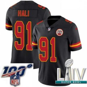 Superior 2020 Super Bowl LIV Nike Kansas City Chiefs #91 Tamba Hali Limited Black Rush Vapor Untouchable NFL Jersey