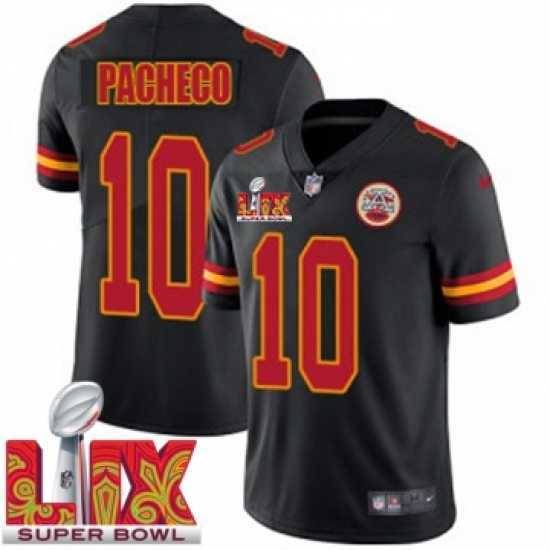 Superior Kansas City Chiefs Isiah Pacheco #10 Black 2024 2025 Super Bowl LIX F.U.S.E Stitched Jersey