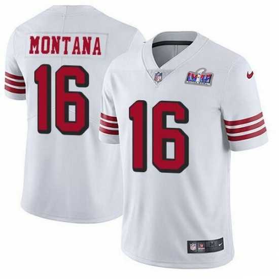 Superior NFL San Francisco 49ers 16 Joe Montana White Throwback Vapor Untouchable Limited Stitched 2024 Super Bowl LVIII Jersey