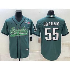 Superior Philadelphia Eagles 55 Brandon Graham Green With Super Bowl LVII Patch Cool Base Stitched Baseball Jersey