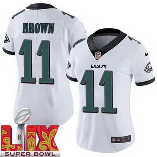Superior Philadelphia Eagles A.J. Brown #11 White 2024 2025 Super Bowl LIX F.U.S.E Stitched NFL Jersey
