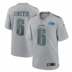 Superior Toddler Philadelphia Eagles 6 DeVonta Smith Grey Super Bowl LVII Patch Atmosphere Fashion Stitched Game Jersey